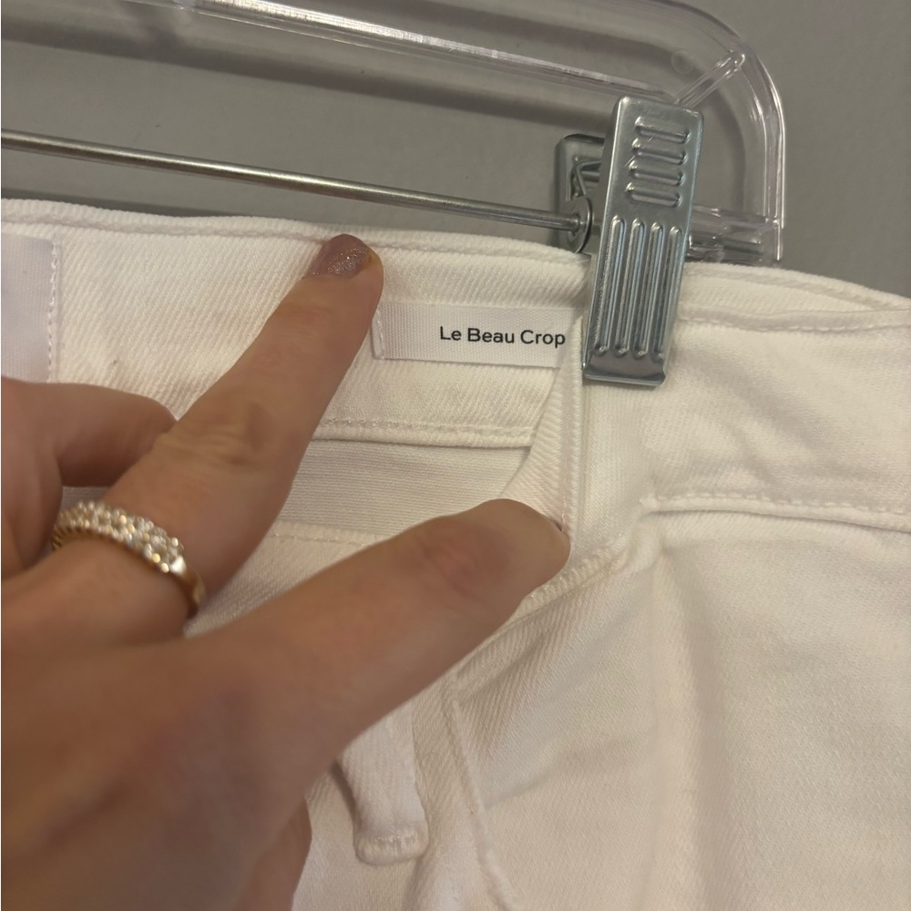 Frame Le Beau Cropped Distressed High Rise Slim Leg Jeans in White Size 26 - Picture 4 of 5